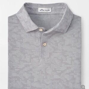 Peter Millar Textured Light Gray Polo